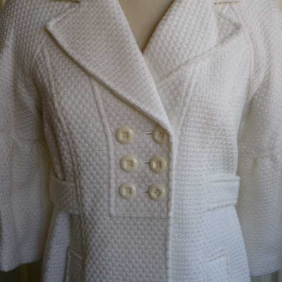 AB Studio Bell Sleeves, White Dress Coat - Picture 4 of 8